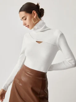 Criss Cross Turtleneck Long Sleeve Knit Top