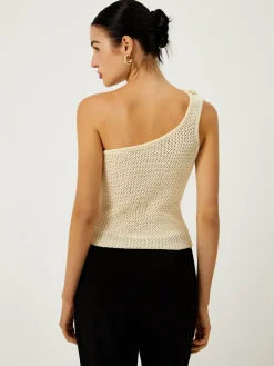 Crochet Rosette Decor One Shoulder Vest