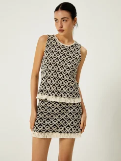 Crochet Wave Pattern Tassel Decor Tank Top