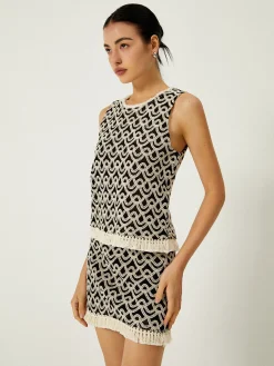Crochet Wave Pattern Tassel Decor Tank Top