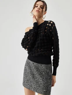 Crocheted Circle Hollow Off Shoulder Blouse