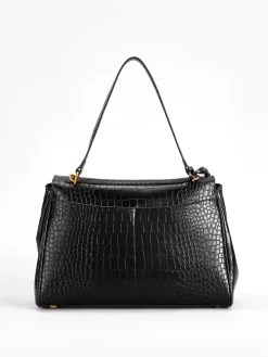 Crocodile Embossed Large Handbag