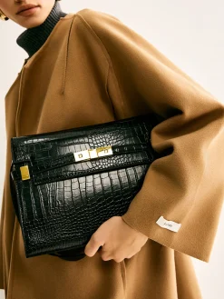 Crocodile Embossed Shoulder Tofu Bag