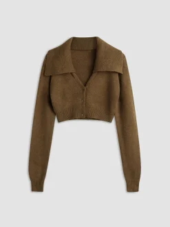 Cropped Cardigan with Collar