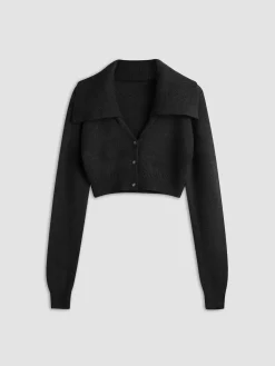 Cropped Cardigan with Collar