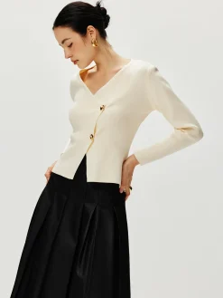 Cross Design Button Jersey Cardigan