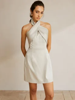 Cross Halter Backless Short Dress