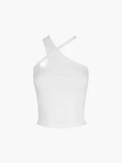 Cross Halter Cutout Tank Top