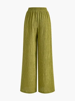 Cross Halter Plisse Pants Set