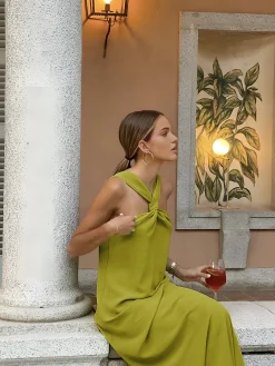Cross Halter Split Long Dress