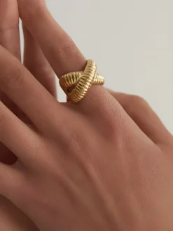 Cross Ripple Open Ring