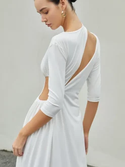 Cut Out Ruched Split Knit Maxi Dress