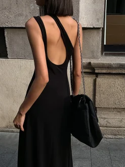 Cutout Backless Long Knit Dress