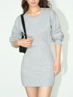 Cutout Backless Long Sleeve Dress
