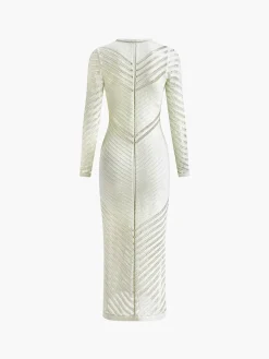Cutout Long Sleeve Sweater Long Dress