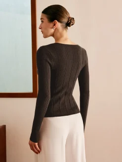 Cutout Metal Button Knit Top