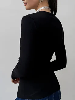 Cutout Panel Button Blouse