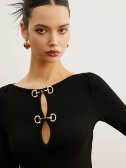 Cutout Panel Jersey Dress