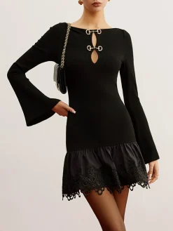 Cutout Panel Jersey Dress