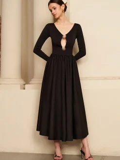 Cutout Pleated Panel Dress