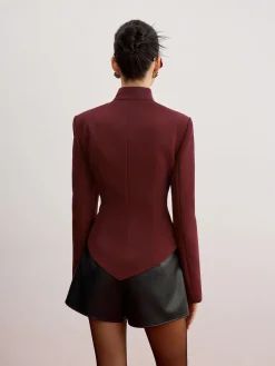 Cutout Slim Blazer With Shoulder Pads
