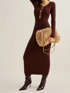 Cutout Slim Sweater Long Dress