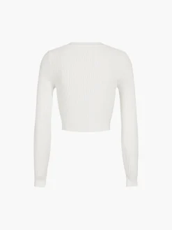 Cutout Split Beads Detail Ribbed Knit Top