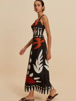 Cutout Zipper Sleeveless Floral Dress