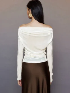 3D Flower Off-Shoulder Jersey Top