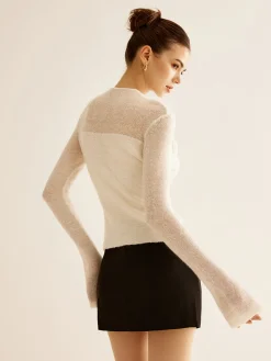 3D Flower Panel Soft Knit Top