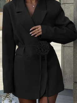 3D Flower Rope Belted Blazer