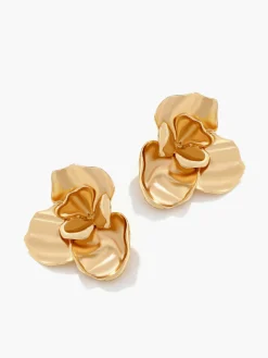 3D Golden Flower Earrings