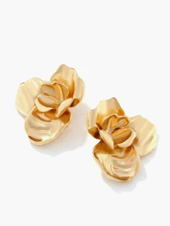 3D Golden Flower Earrings