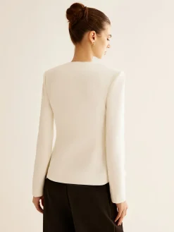 Deep V-Neck Button Slim Blazer