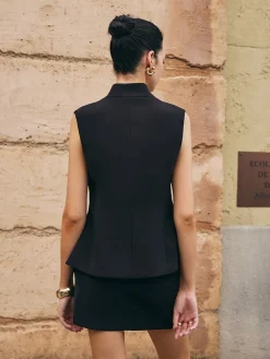 Deep V-Neck Button Slim Vest
