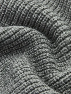 Denim Panel Ribbed Lapel Sweater