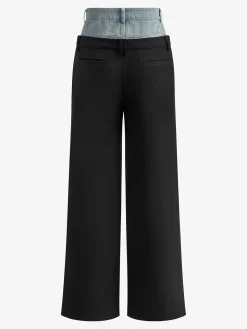 Denim Panel Suit Pants