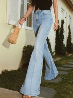 Denim Pockets Flare Jeans