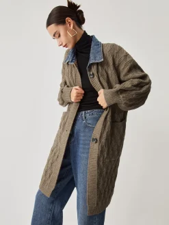 Diamond Stitch Knitting Longline Cardigan