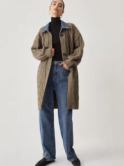 Diamond Stitch Knitting Longline Cardigan