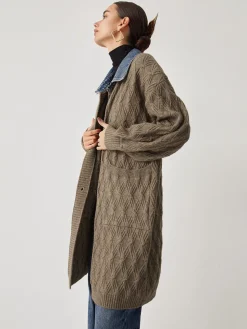 Diamond Stitch Knitting Longline Cardigan