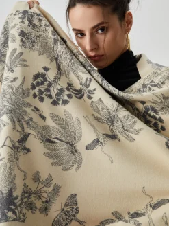 Double Face Jacquard Tassel Scarf