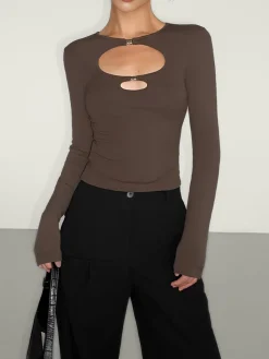 Double Keyholes Long Sleeve Top