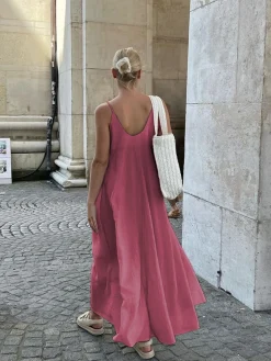 Double Layers V-neck Long Dress