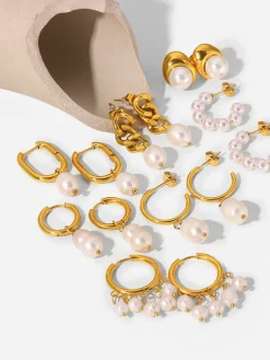 Double Pearl Hoop Earrings