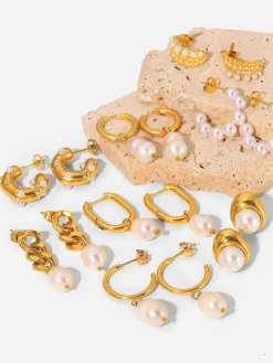 Double Pearl Hoop Earrings