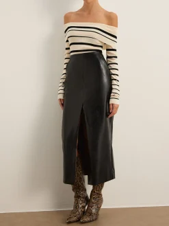 Double Sided Split Faux Leather Skirt