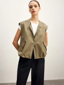 Double Zip Button Loose Vest