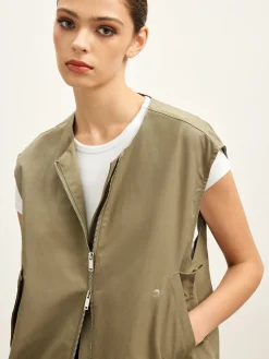 Double Zip Button Loose Vest
