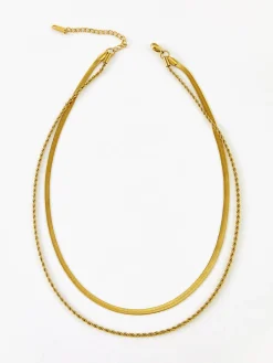 Double-Layer Snake & Twist Chain Necklace